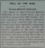 Private MALCOLM GALBRAITH Private MALCOLM GALBRAITH