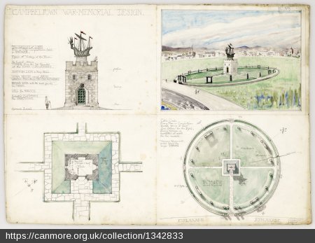 Campbeltown War Memorial. Competition entry by James Salmon