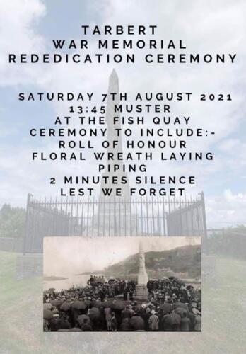 Tarbert memorial re-dedication poster 2021